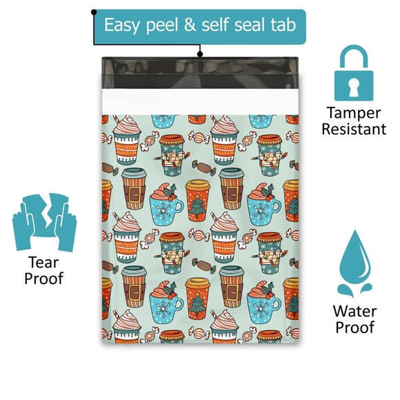 Christmas Coffees Poly Mailers 10x13 Pack of 25 - Picture 5 of 8